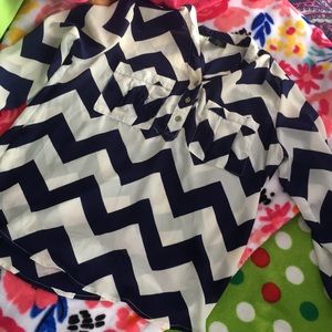 Blue and white long sleeve dress shirt